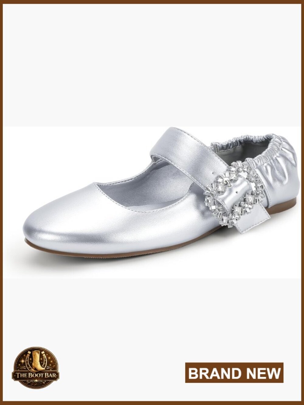 Mary Jane Ballet Flats with Rhinestone Buckle Comfortable Dress Shoes Slip On